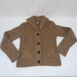vintage hand knit J.Crew cardigan, camel